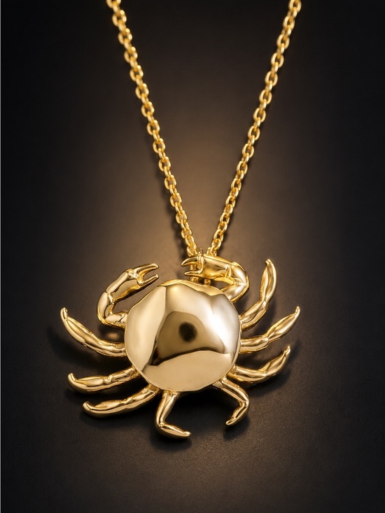 Anthropologie Jewelry - Shiny Gold finish Crab Pendant Necklace